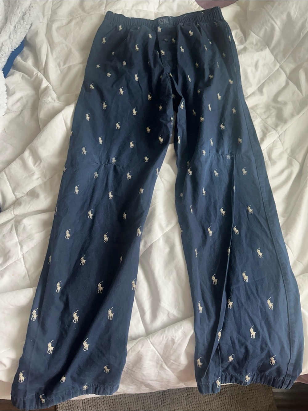 Ralph Lauren Navy Blue Pony Logo Elastic Waist Pants